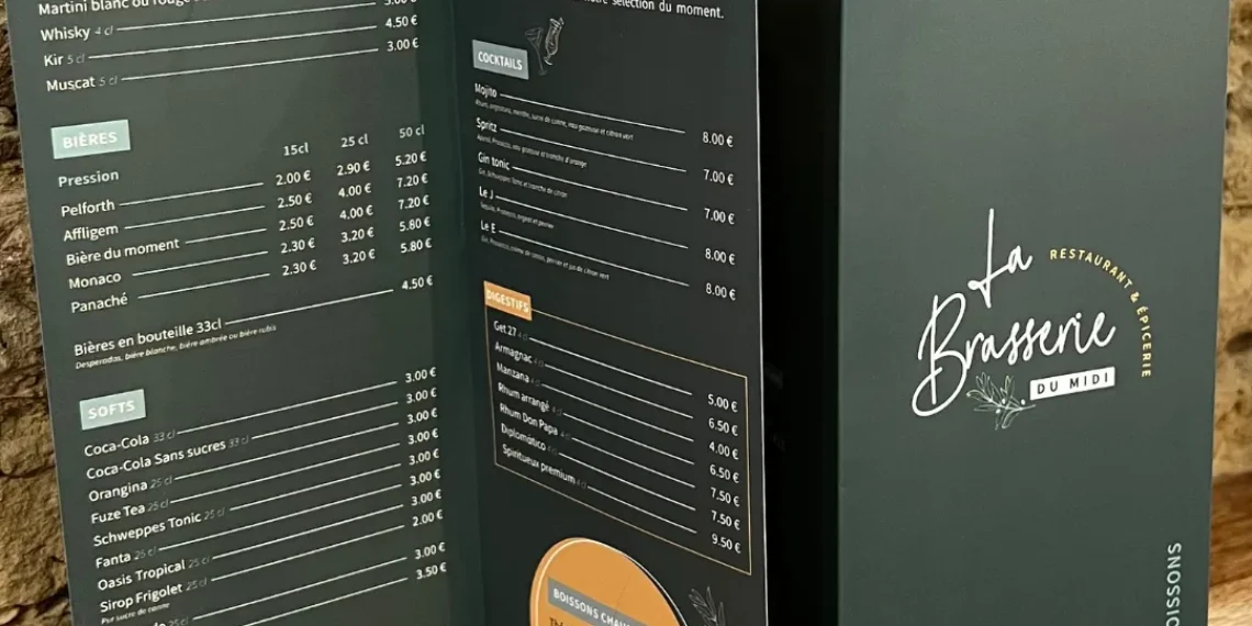 Carte restaurant réalisation graphiste graphisme