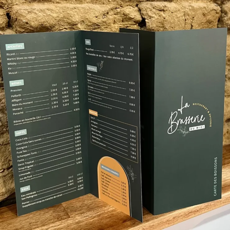 Carte restaurant réalisation graphiste graphisme