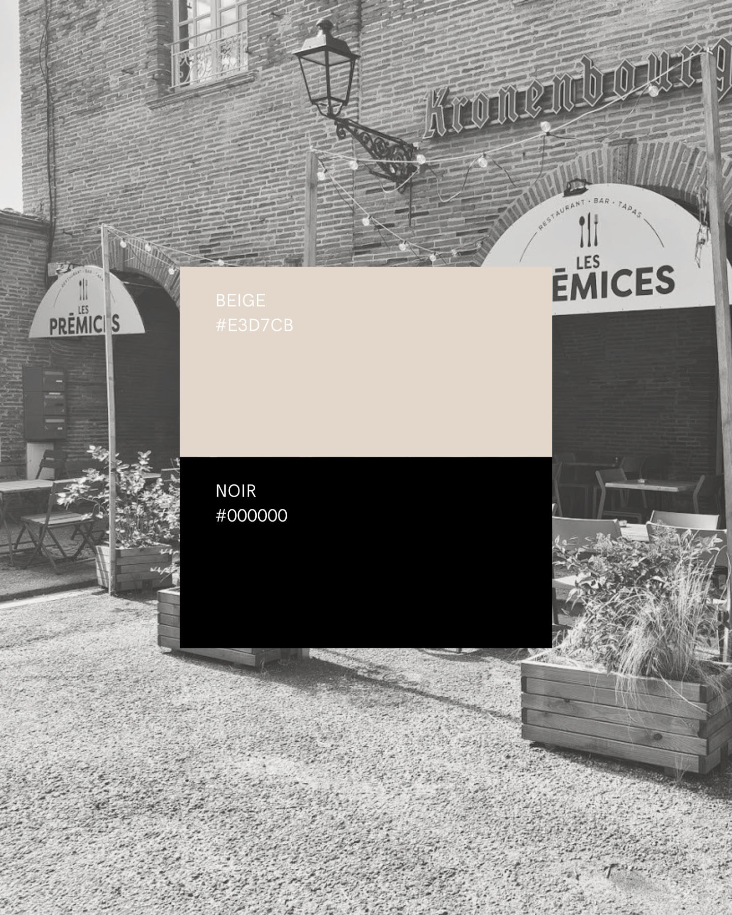 les prémices restaurant oriflamme enseigne charte graphique identité visuelle graphiste textile tablier personnalisé panneau agence de com saint-sulpice sur leze