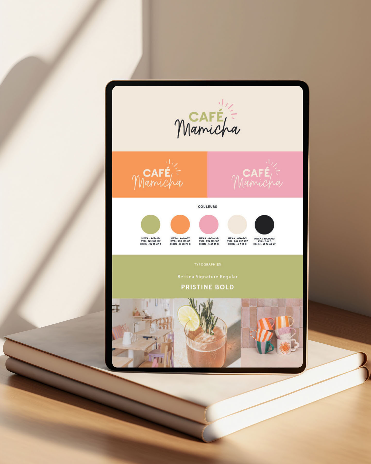 cafe mamicha patisserie vitrine identité visuelle panneau agence de com saint sulpice sur leze