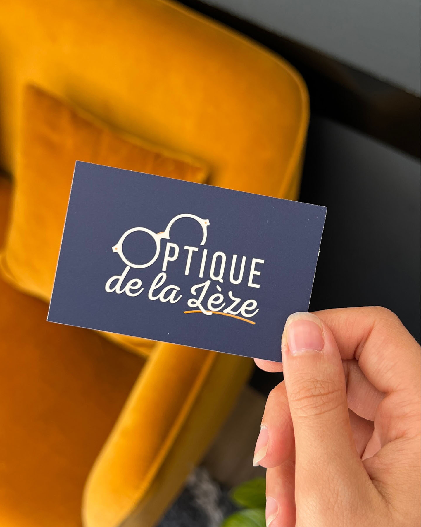 optique de la Lèze enseigne carte de visite vitrine agence de communication