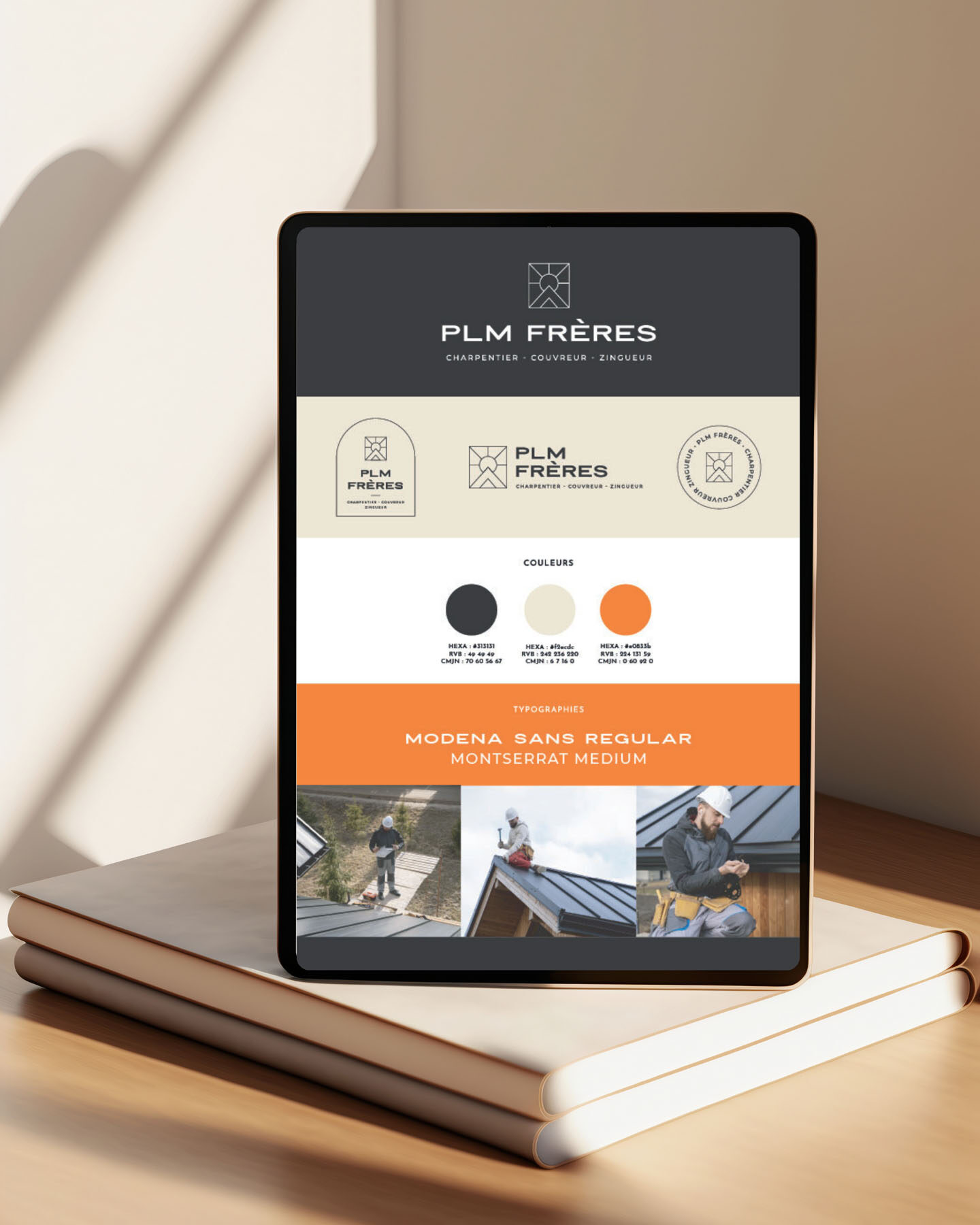 plm freres charpentier couvreur carte de visite identite visuelle marquage vehicule covering flyer textiles casquettes bonnets t-shirts pull polo doudoune agence de com saint sulpice sur leze